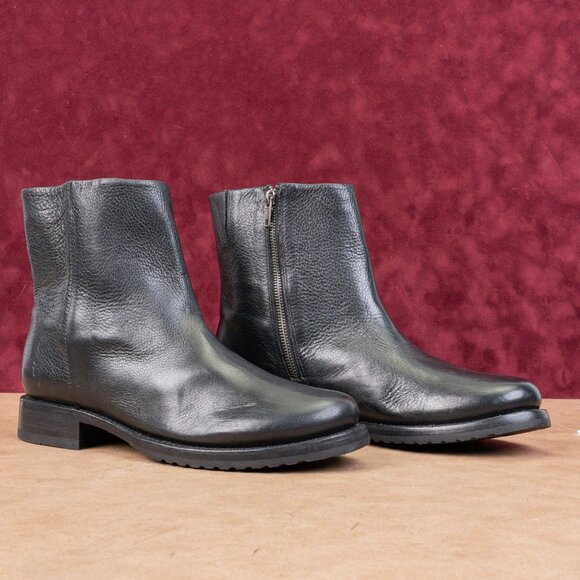 Frye Women Veronica Inside Zip Moto Biker Black Ankle Leather Lug Boots size 11 - Picture 1 of 8